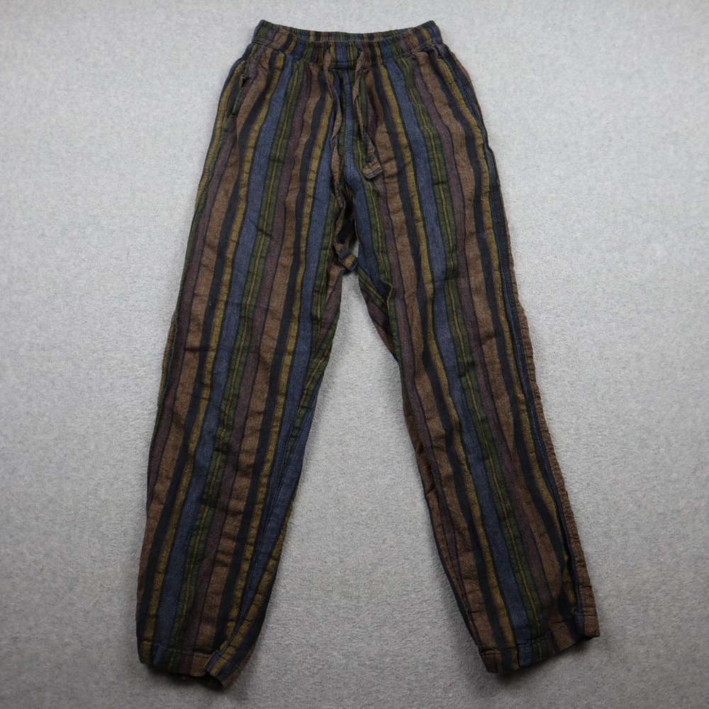Earthbound Trading Co Pants Womens S Multicolor Striped Boho Hippie Cotton Nepal